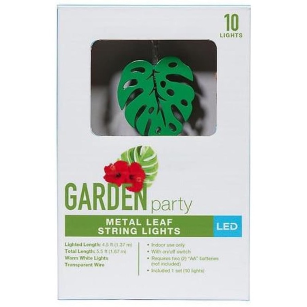 Festive Voice Garden Party Metal Leaf String Lights